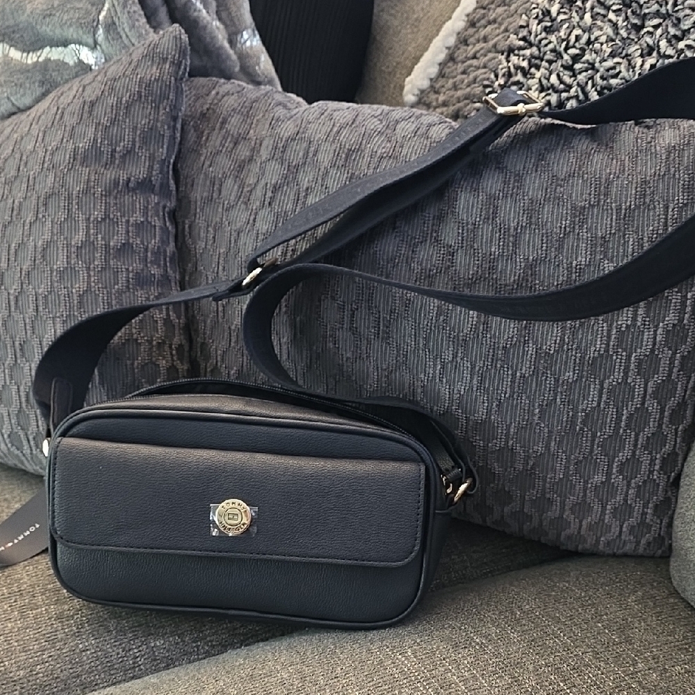 Tommy Hilfiger Black Crossbody Bag with Gold Accent